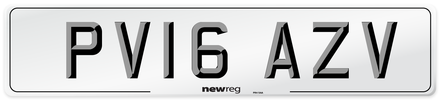 PV16 AZV Number Plate from New Reg